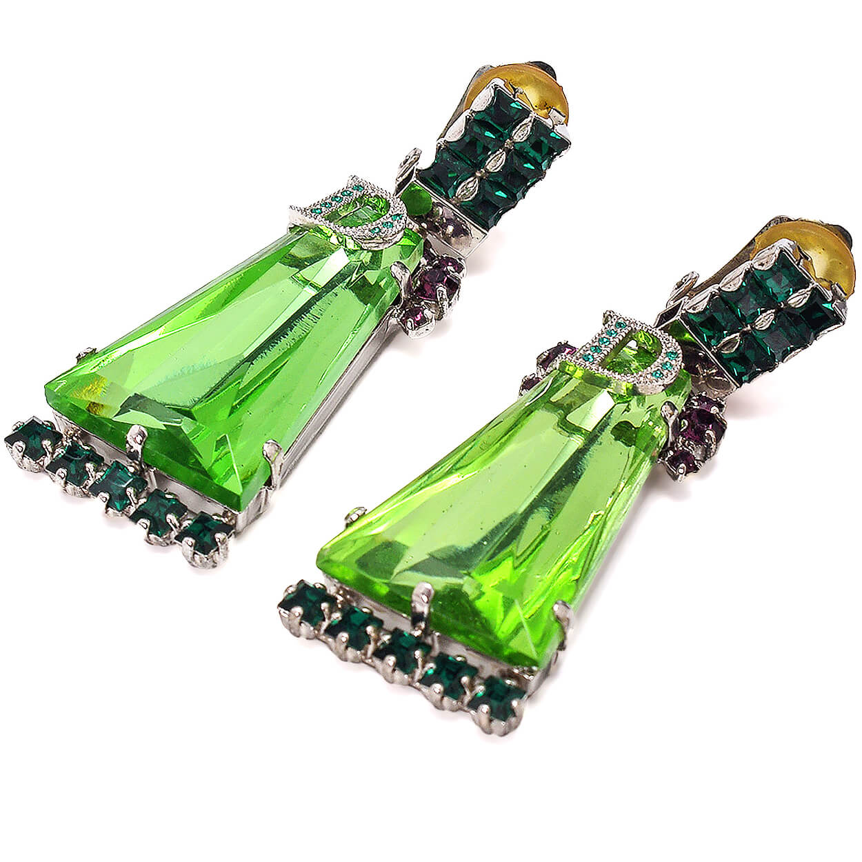 Christian Dior - Christian Dior by John Galliano Couture Runway Earrings With Green Crystals